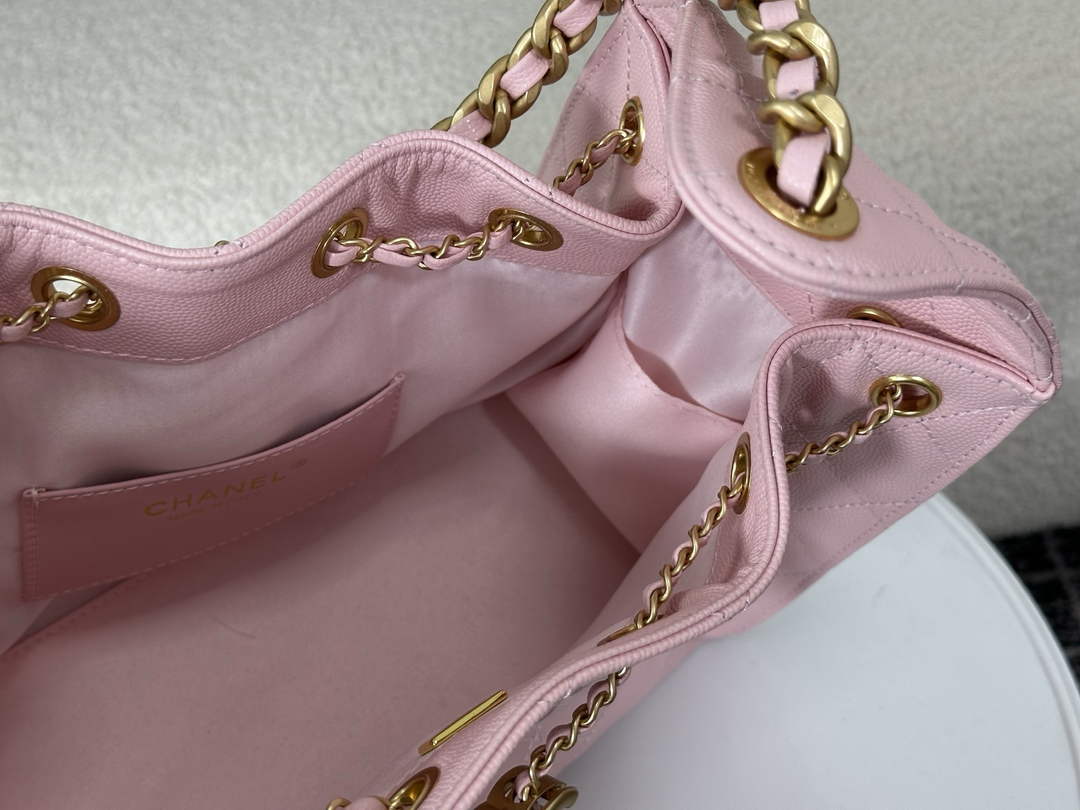 Chanel 25 small handbag, AS5293 Grained Calfskin Pink