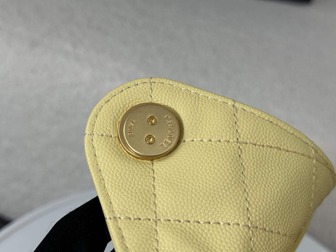 Chanel 25 small handbag, AS5293 Grained Calfskin Yellow