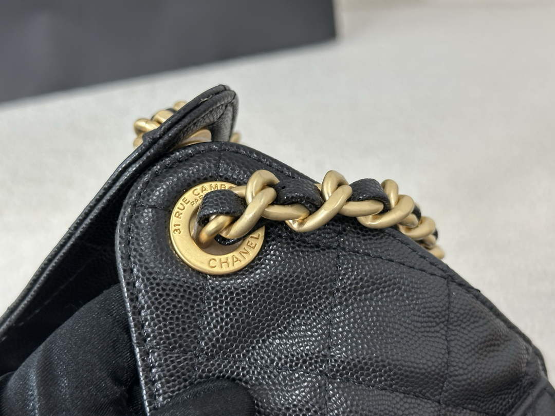Chanel 25 small handbag, AS5293 Grained Calfskin Black