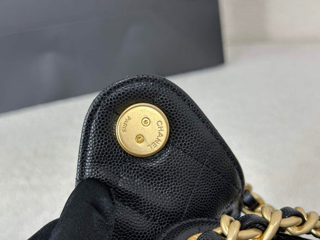 Chanel 25 small handbag, AS5293 Grained Calfskin Black