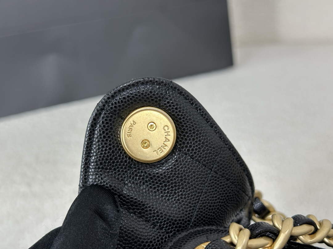Chanel 25 small handbag, AS5293 Grained Calfskin Black