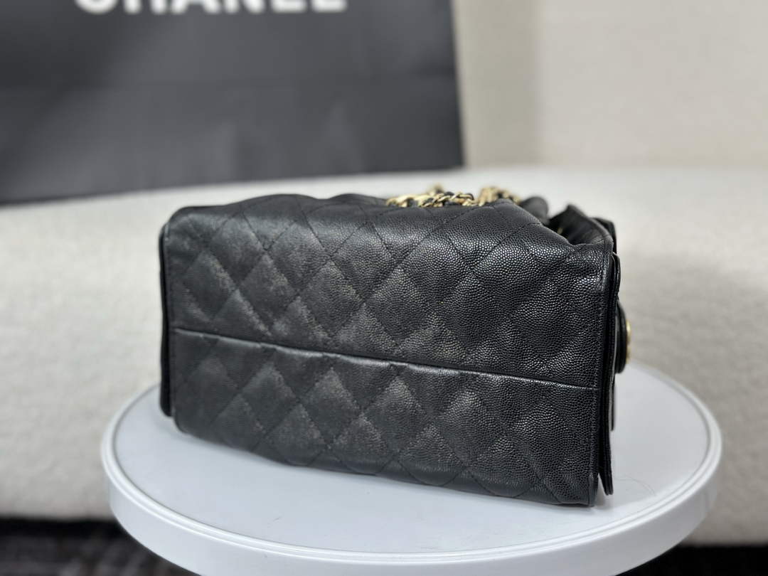 Chanel 25 small handbag, AS5293 Grained Calfskin Black