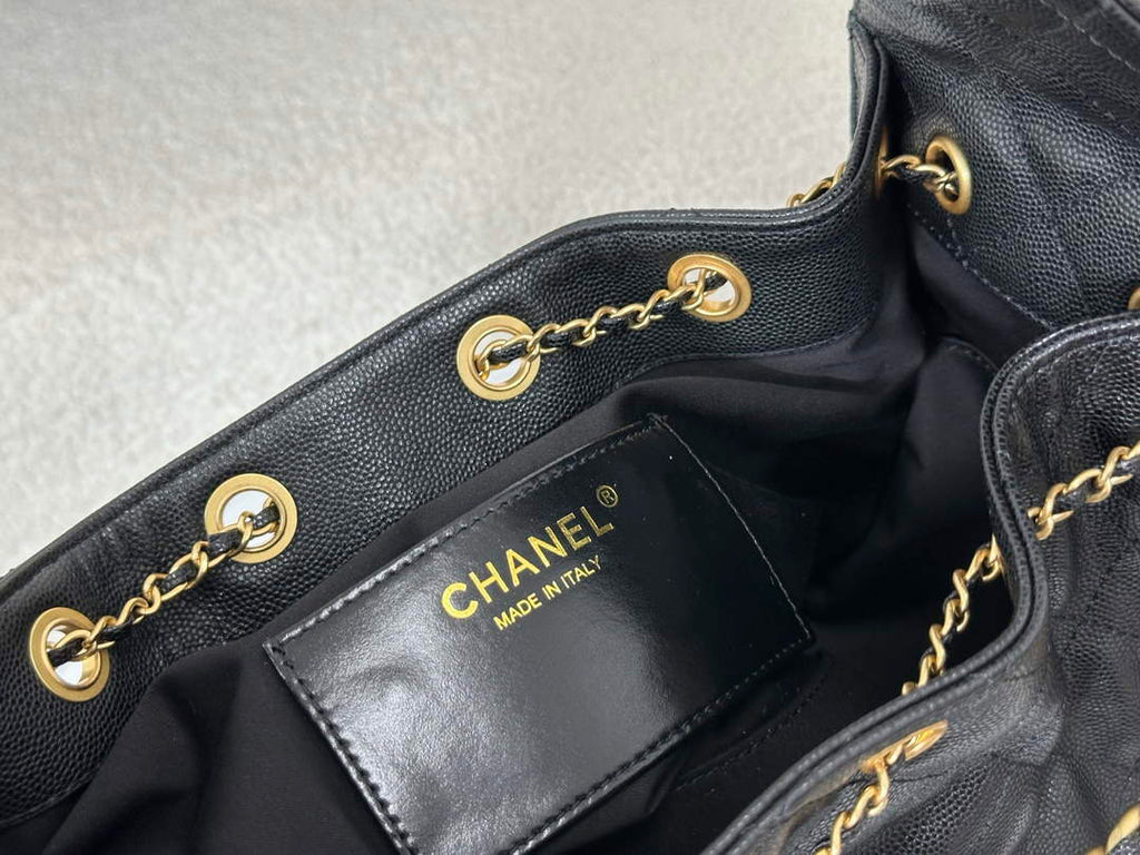 Chanel 25 small handbag, AS5293 Grained Calfskin Black