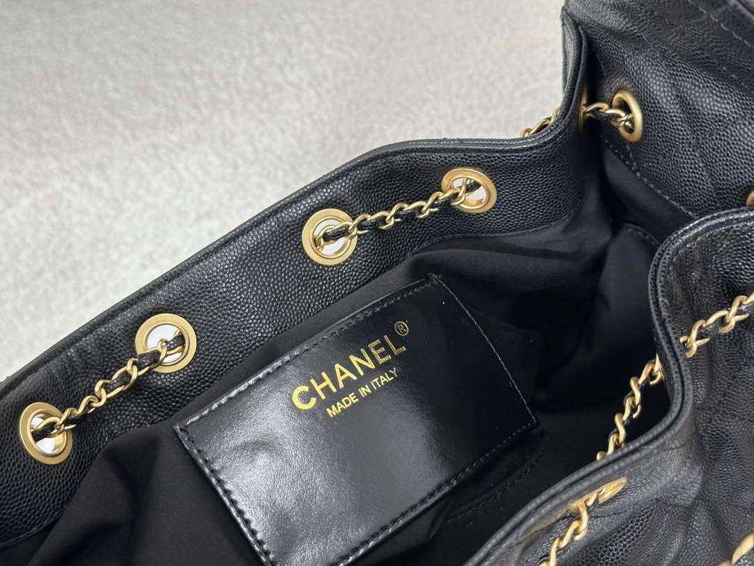 Chanel 25 small handbag, AS5293 Grained Calfskin Black