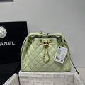 Chanel 25 small handbag, AS5293 Green Grained Calfskin