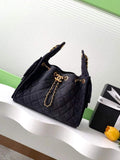 Chanel 25 small handbag, AS5293 Black Washed Denim