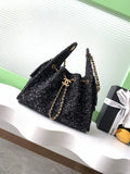 Chanel 25 small handbag, AS5293 Tweed Black