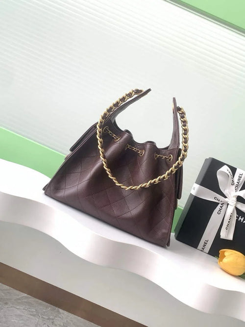 Chanel 25 small handbag, AS5293 Grained Calfskin Brown