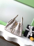 Chanel 25 small handbag, AS5293 Tweed White