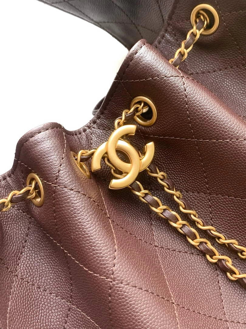 Chanel 25 small handbag, AS5293 Grained Calfskin Brown