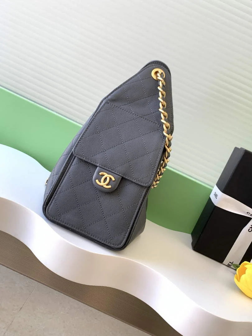 Chanel 25 small handbag, AS5293 Grained Calfskin Gray