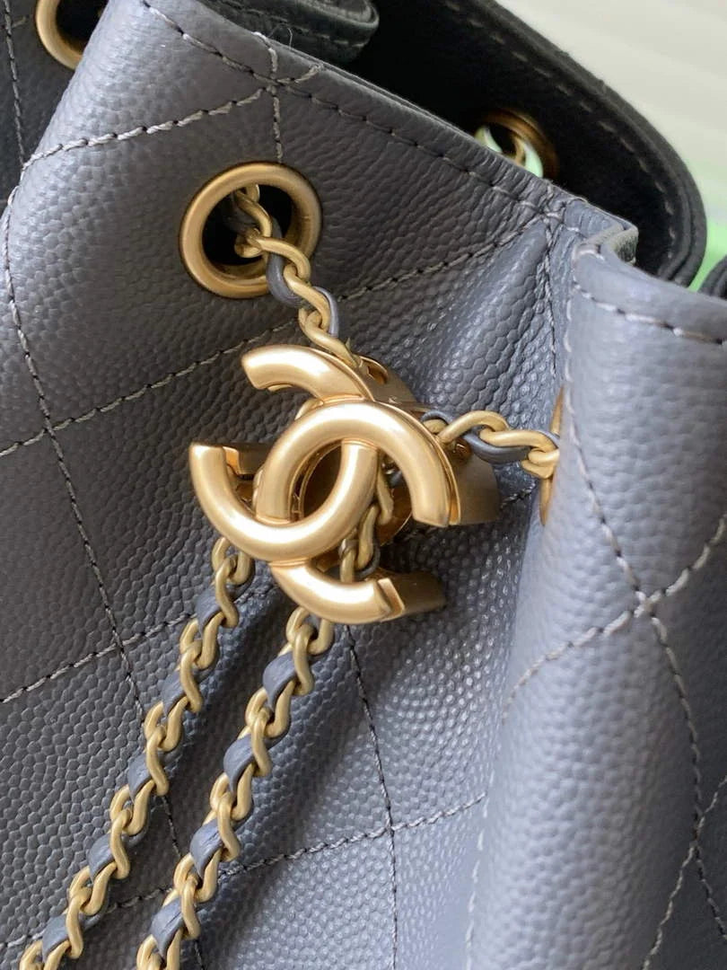 Chanel 25 small handbag, AS5293 Grained Calfskin Gray