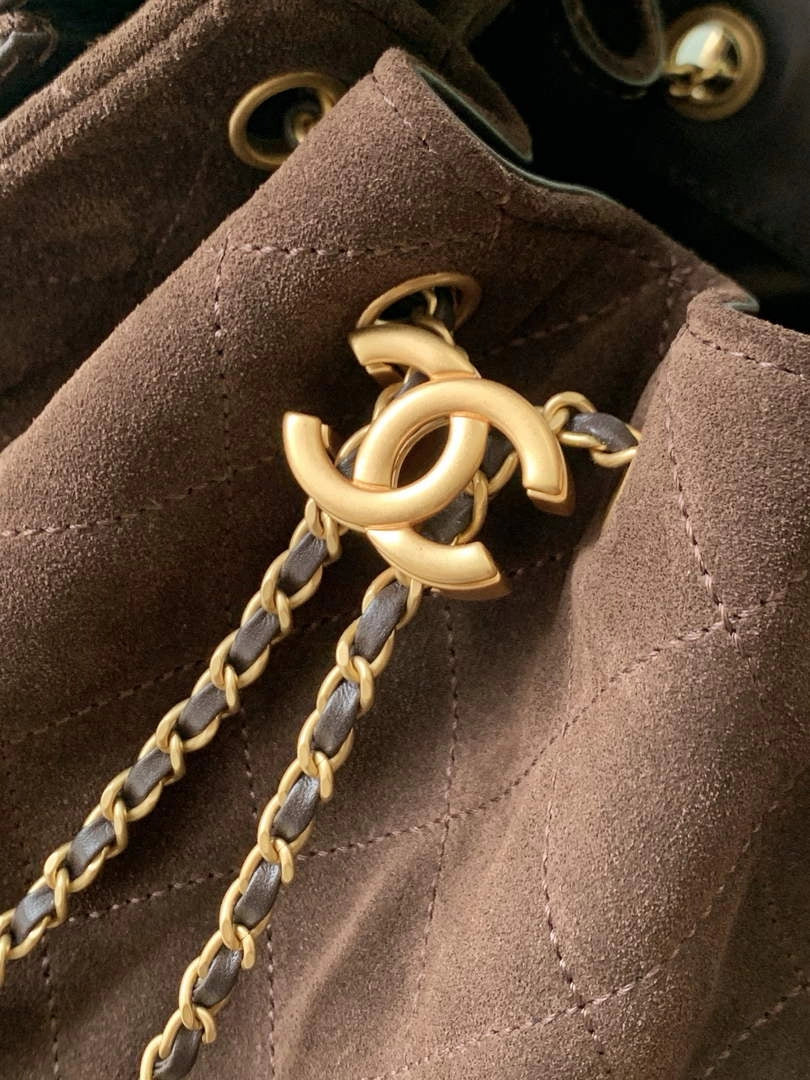 Chanel 25 small handbag, AS5293 Suede Dark Brown