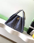 Chanel 25 small handbag, AS5293 Suede Blue
