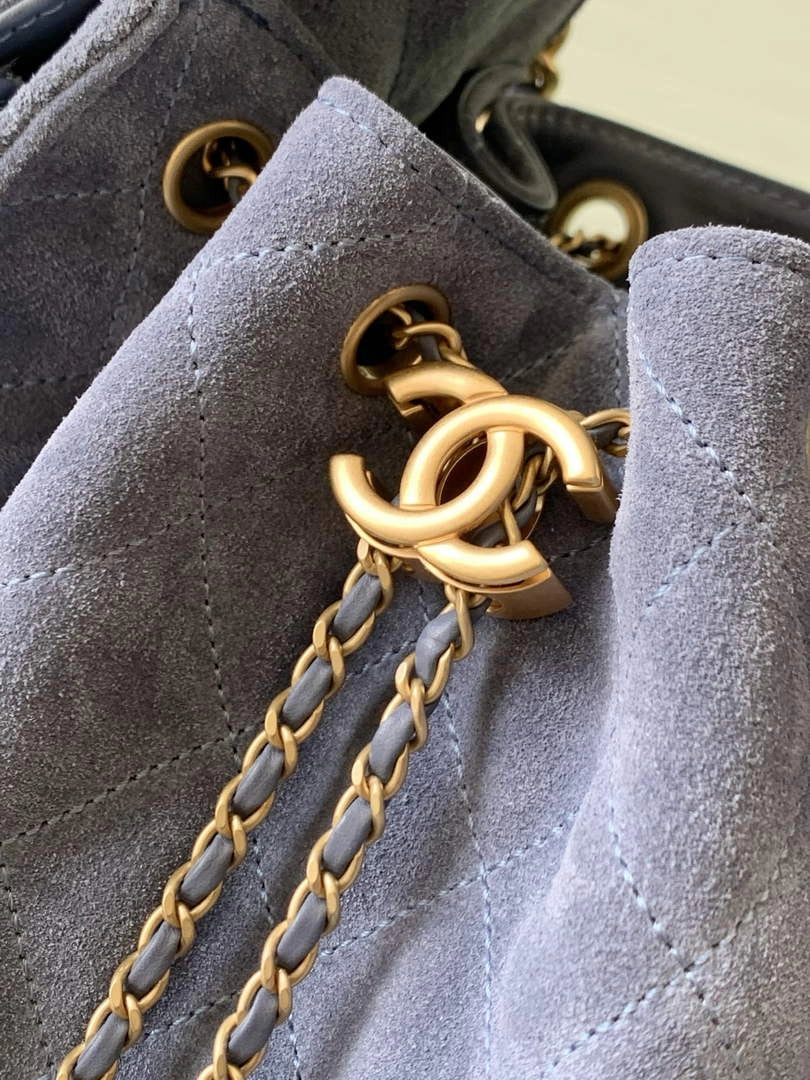 Chanel 25 small handbag, AS5293 Suede Blue