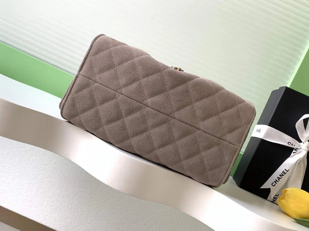 Chanel 25 small handbag, AS5293 Suede Gray