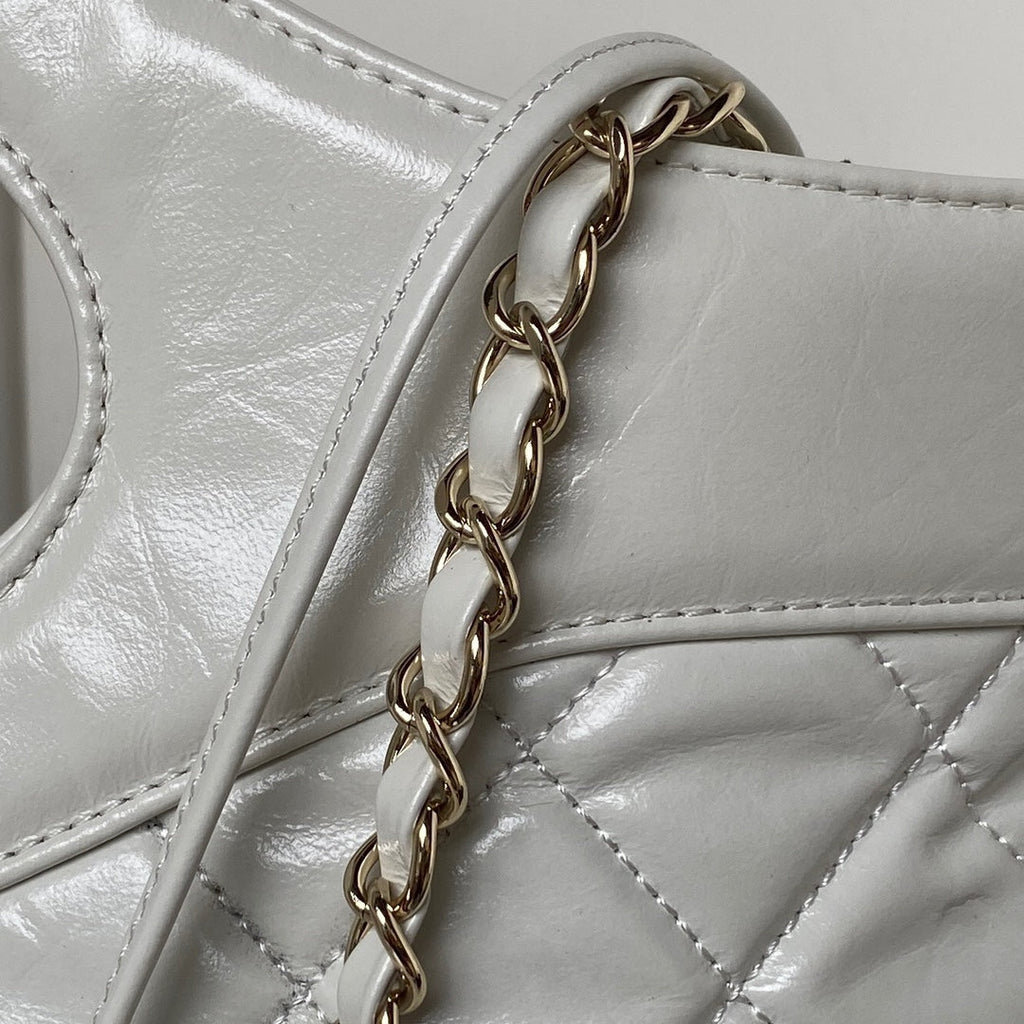Chanel 31 Large shopping bag AS1010 Shiny Calfskin White
