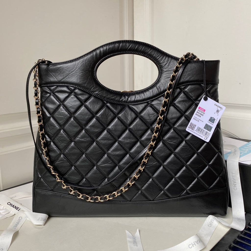 Chanel 31 Large shopping bag AS1010 Shiny Calfskin Black