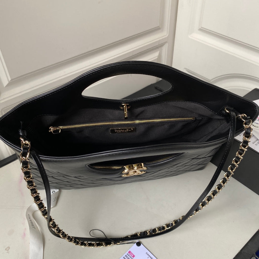 Chanel 31 Large shopping bag AS1010 Shiny Calfskin Black