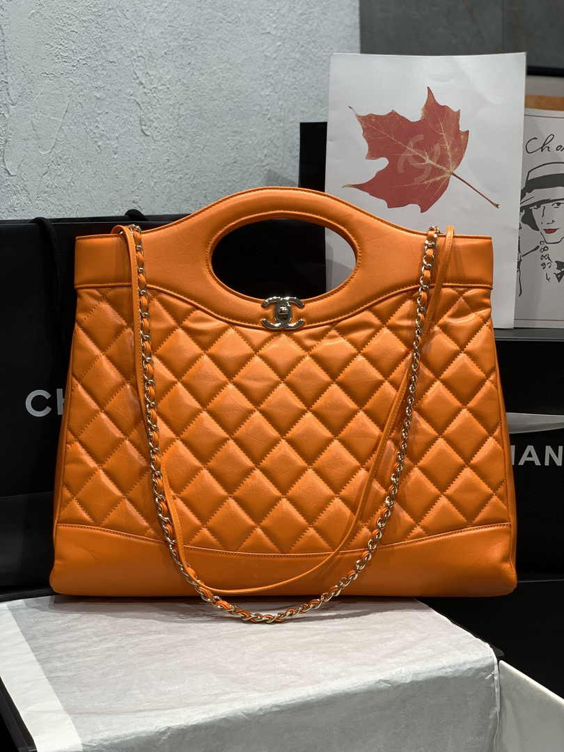 Chanel 31 Large shopping bag AS1010 Shiny Calfskin Orange