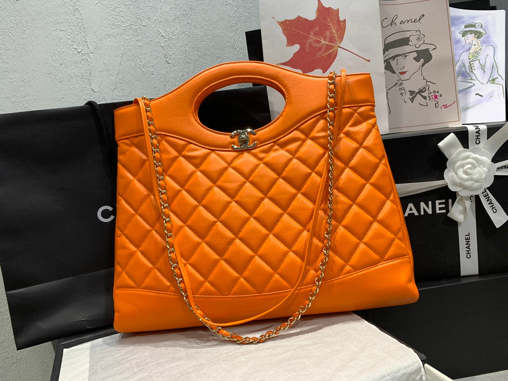 Chanel 31 Large shopping bag AS1010 Shiny Calfskin Orange