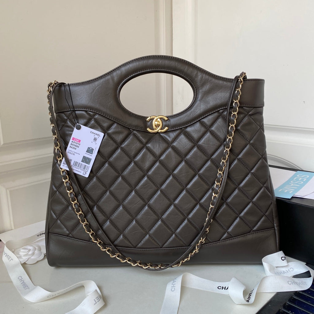 Chanel 31 Large shopping bag AS1010 Shiny Calfskin Coffee