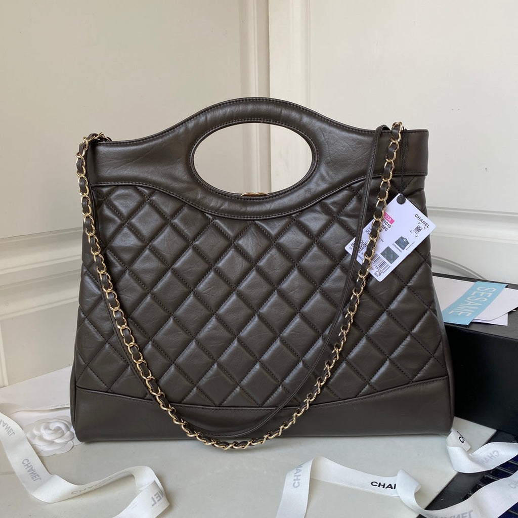 Chanel 31 Large shopping bag AS1010 Shiny Calfskin Coffee