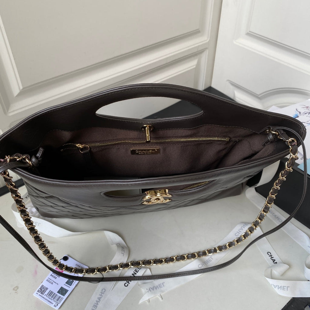 Chanel 31 Large shopping bag AS1010 Shiny Calfskin Coffee