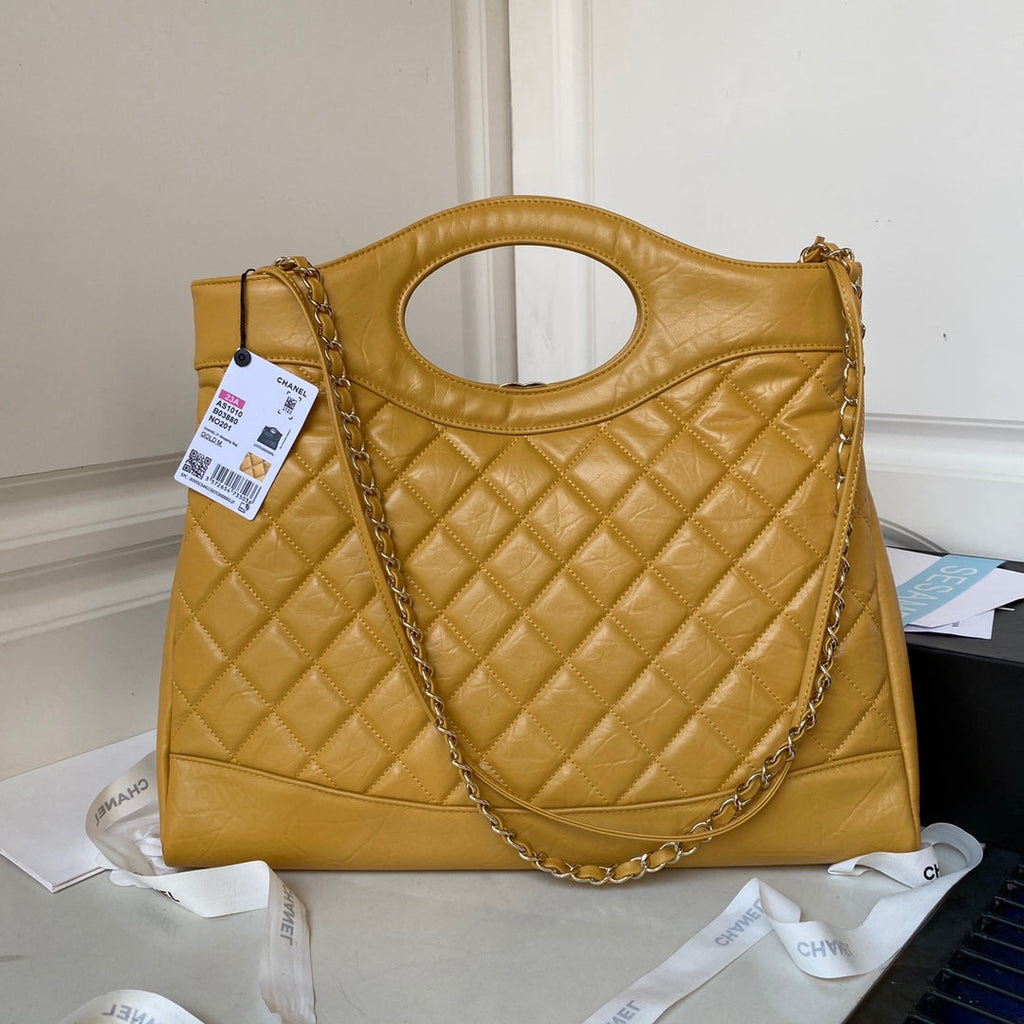 Chanel 31 Large shopping bag AS1010 Shiny Calfskin Yellow