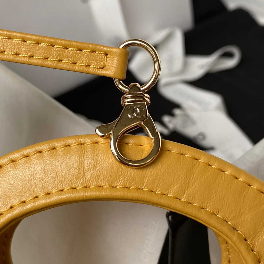 Chanel 31 mini shopping bag AS4133 Shiny Crumpled Calfskin Yellow