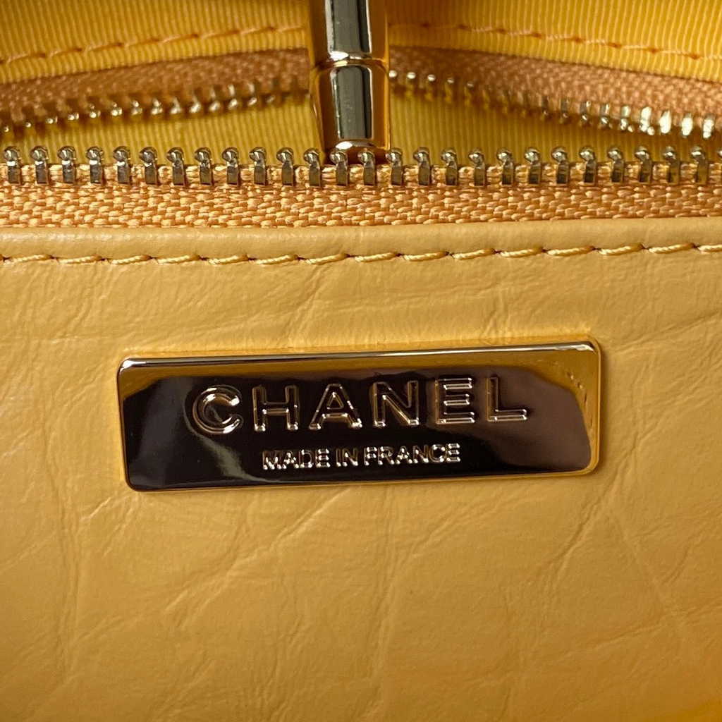 Chanel 31 mini shopping bag AS4133 Shiny Crumpled Calfskin Yellow