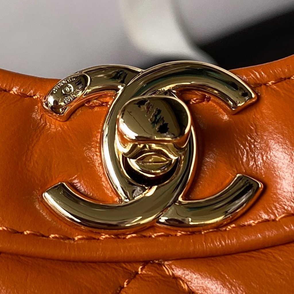 Chanel 31 mini shopping bag AS4133 Shiny Crumpled Calfskin Tan