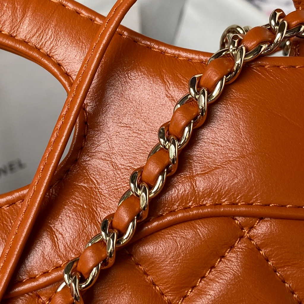 Chanel 31 mini shopping bag AS4133 Shiny Crumpled Calfskin Tan