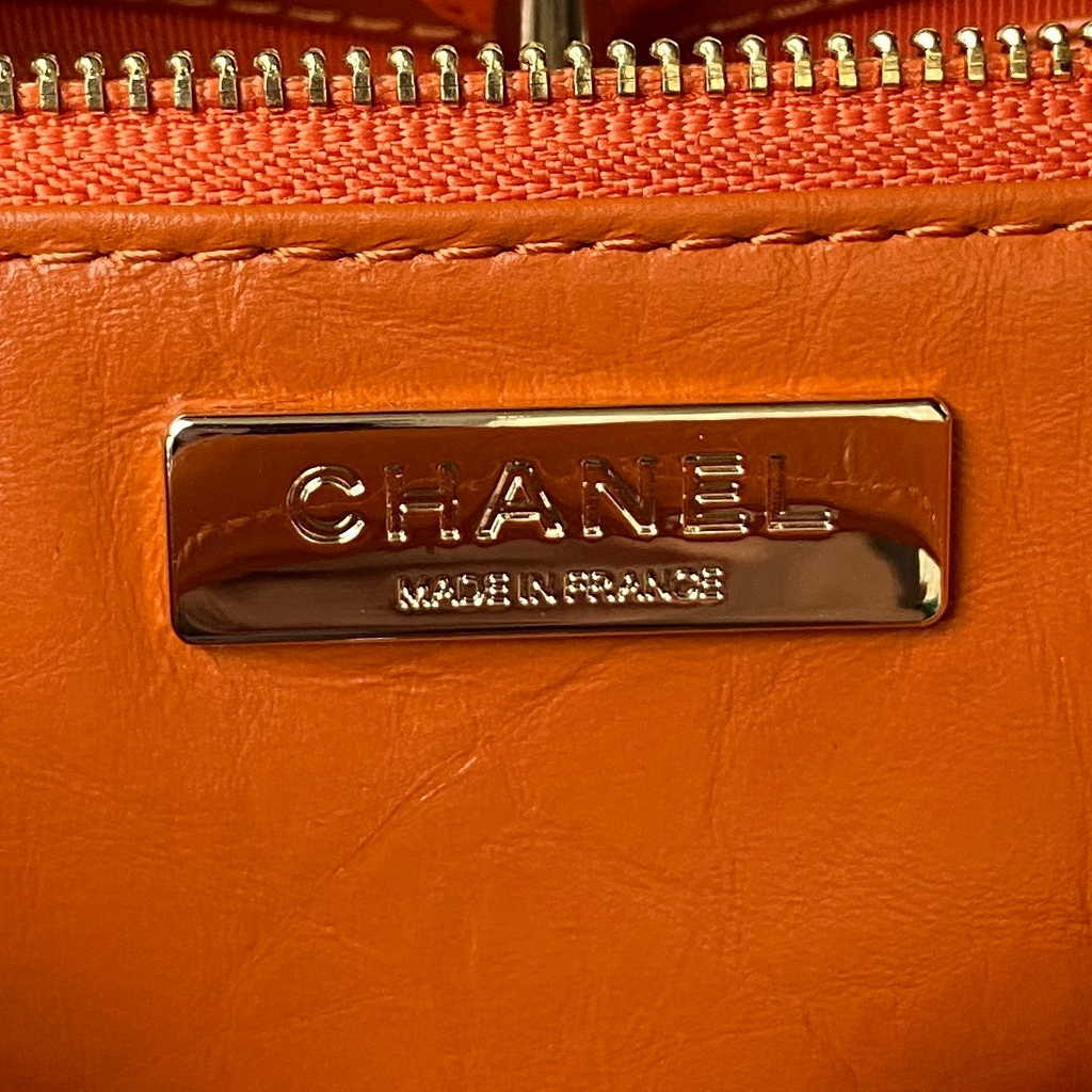 Chanel 31 mini shopping bag AS4133 Shiny Crumpled Calfskin Tan