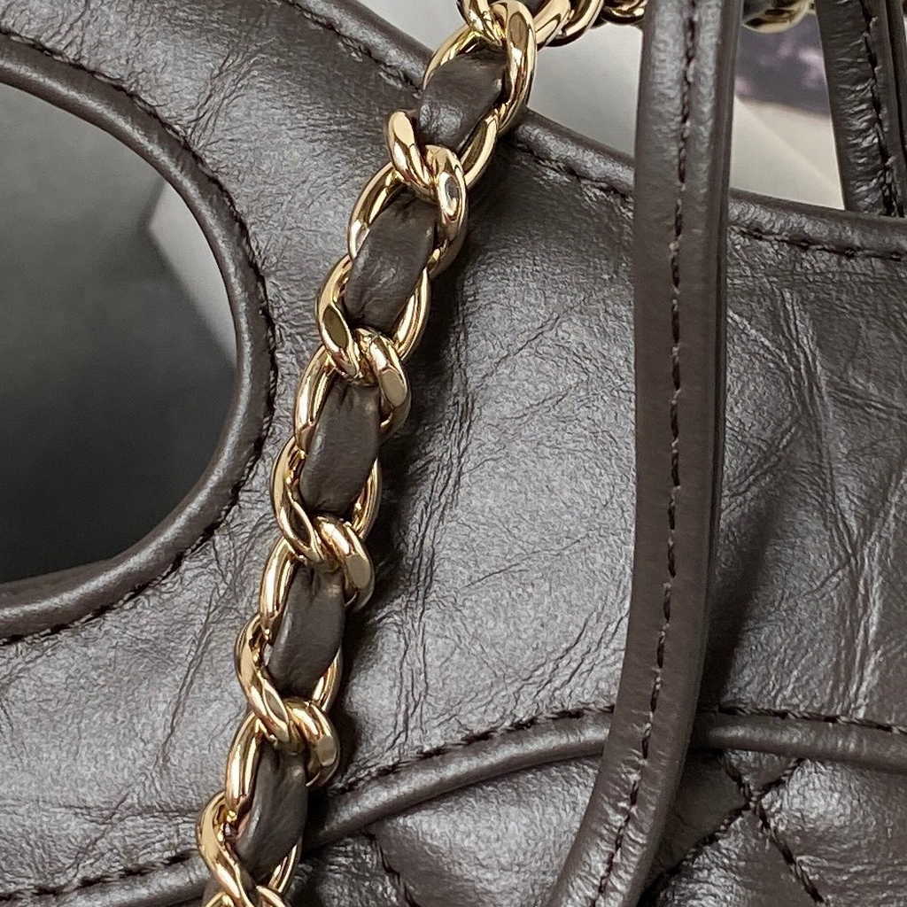 Chanel 31 mini shopping bag AS4133 Shiny Crumpled Calfskin Brown