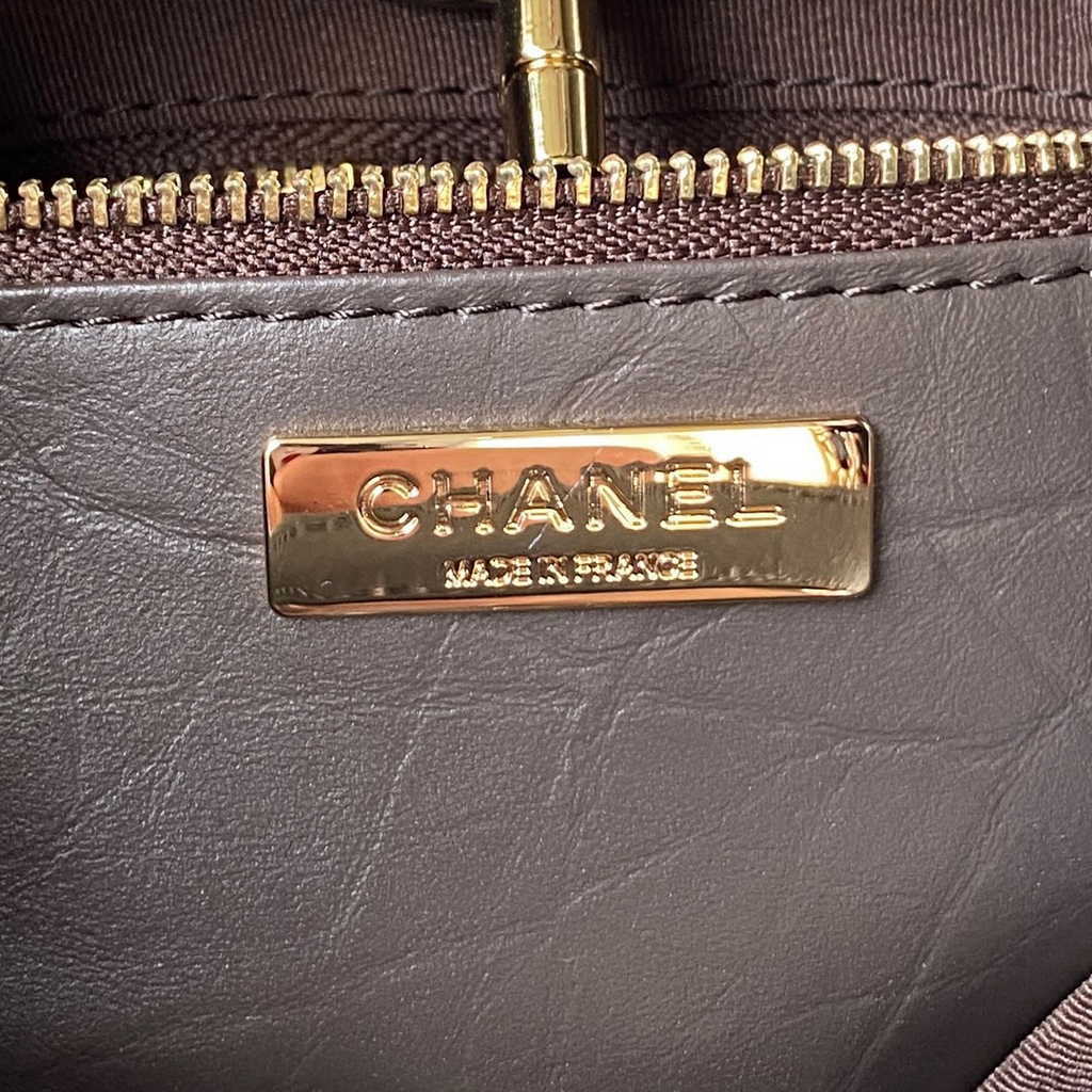 Chanel 31 mini shopping bag AS4133 Shiny Crumpled Calfskin Brown