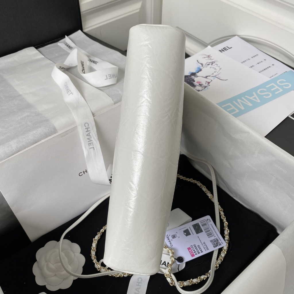 Chanel 31 mini shopping bag AS4133 Shiny Crumpled Calfskin White