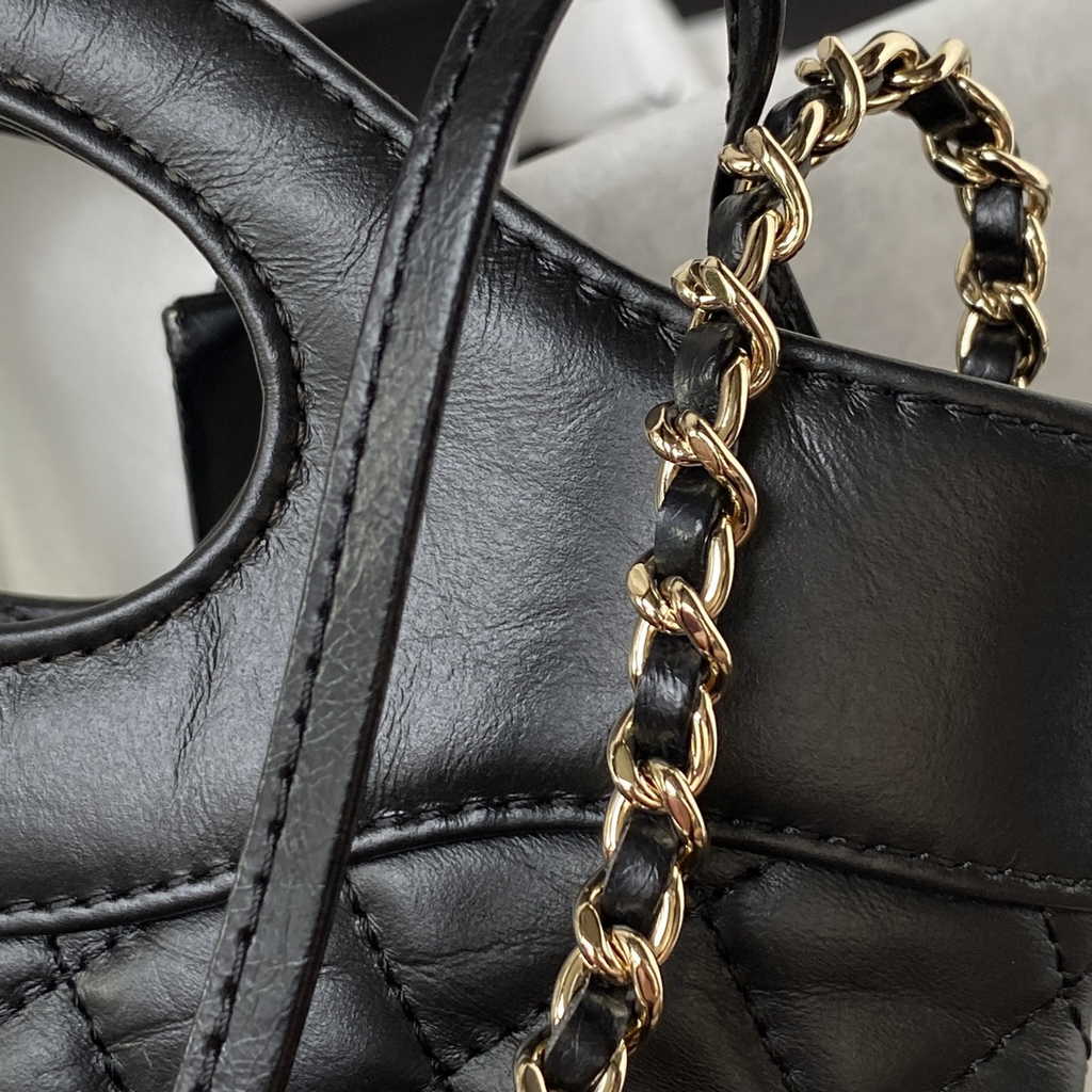 Chanel 31 mini shopping bag AS4133 Shiny Crumpled Calfskin Black