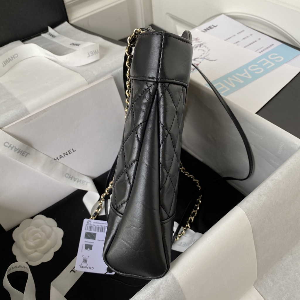 Chanel 31 mini shopping bag AS4133 Shiny Crumpled Calfskin Black