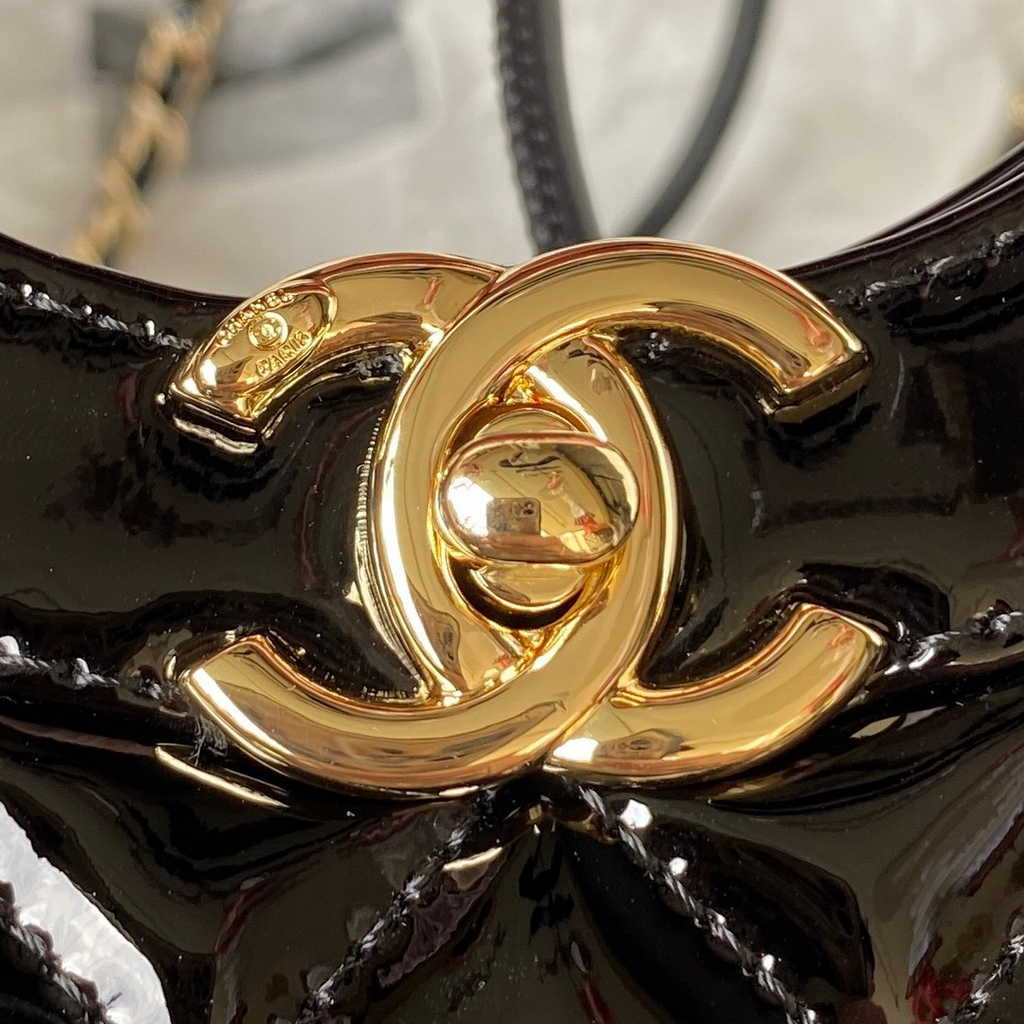 Chanel 31 mini shopping bag AS4133 Black Patent calfskin
