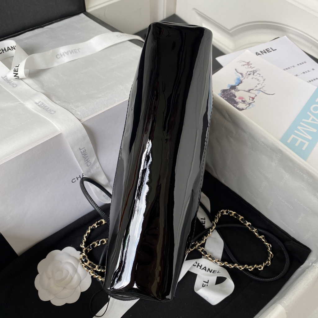 Chanel 31 mini shopping bag AS4133 Black Patent calfskin