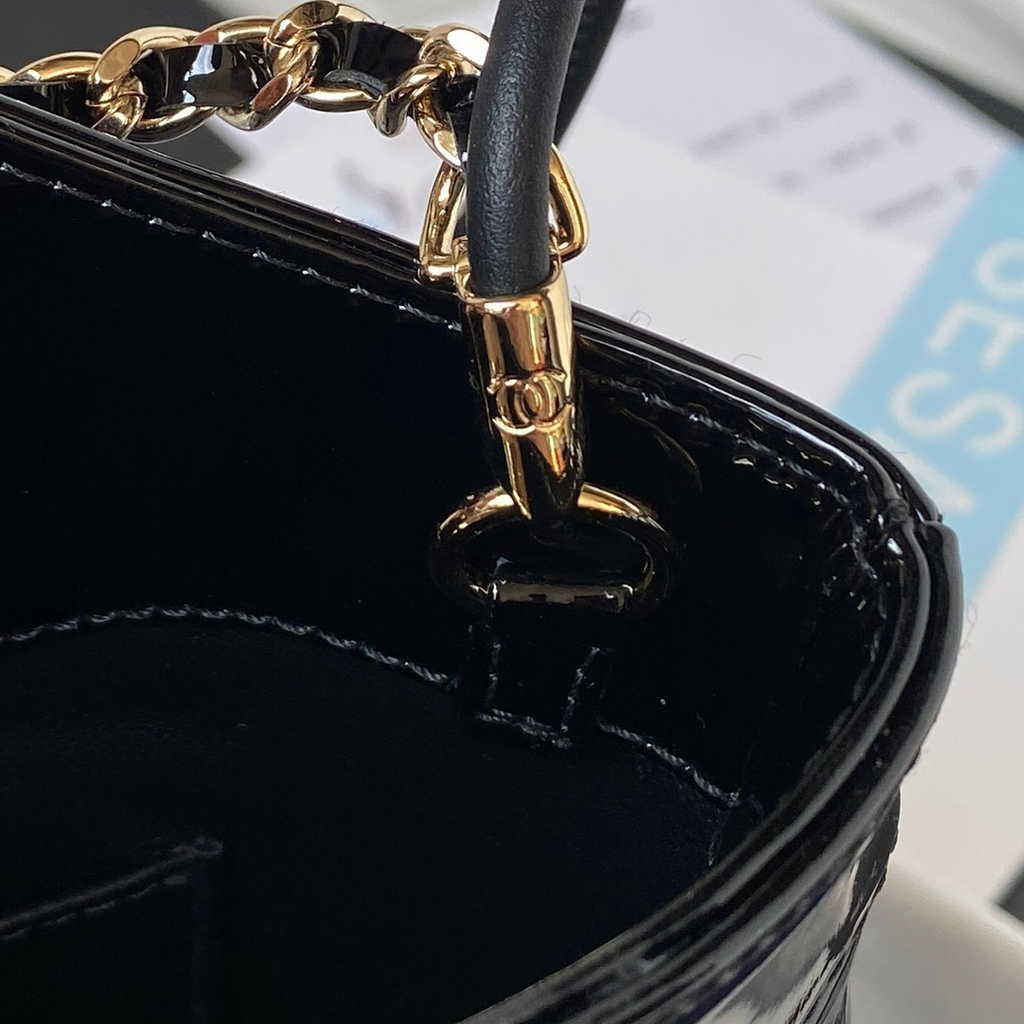 Chanel 31 mini shopping bag AS4133 Black Patent calfskin