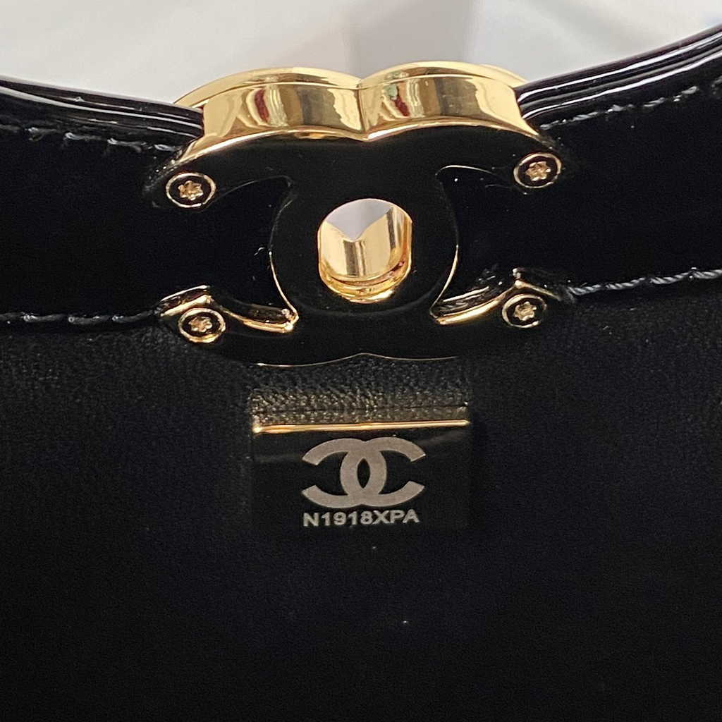 Chanel 31 mini shopping bag AS4133 Pink Black Patent calfskin