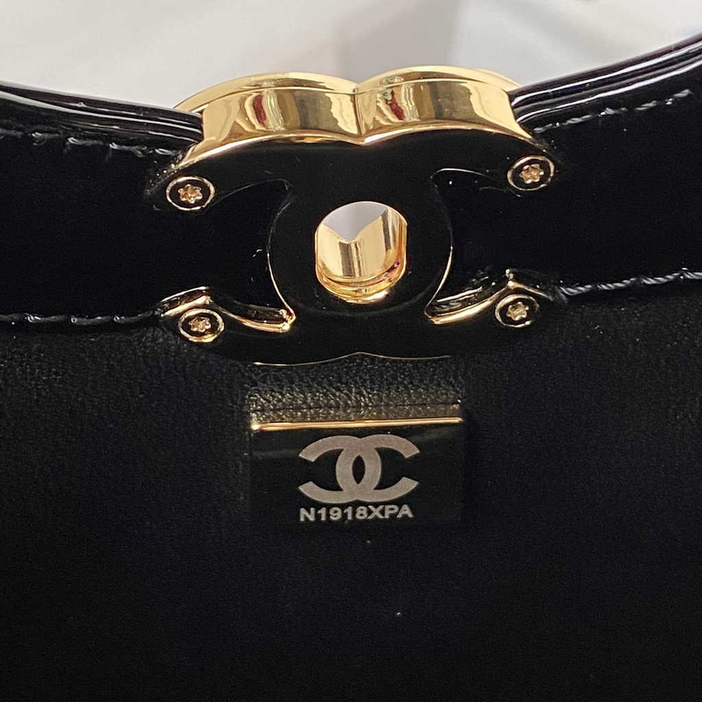 Chanel 31 mini shopping bag AS4133 Green Black Patent calfskin