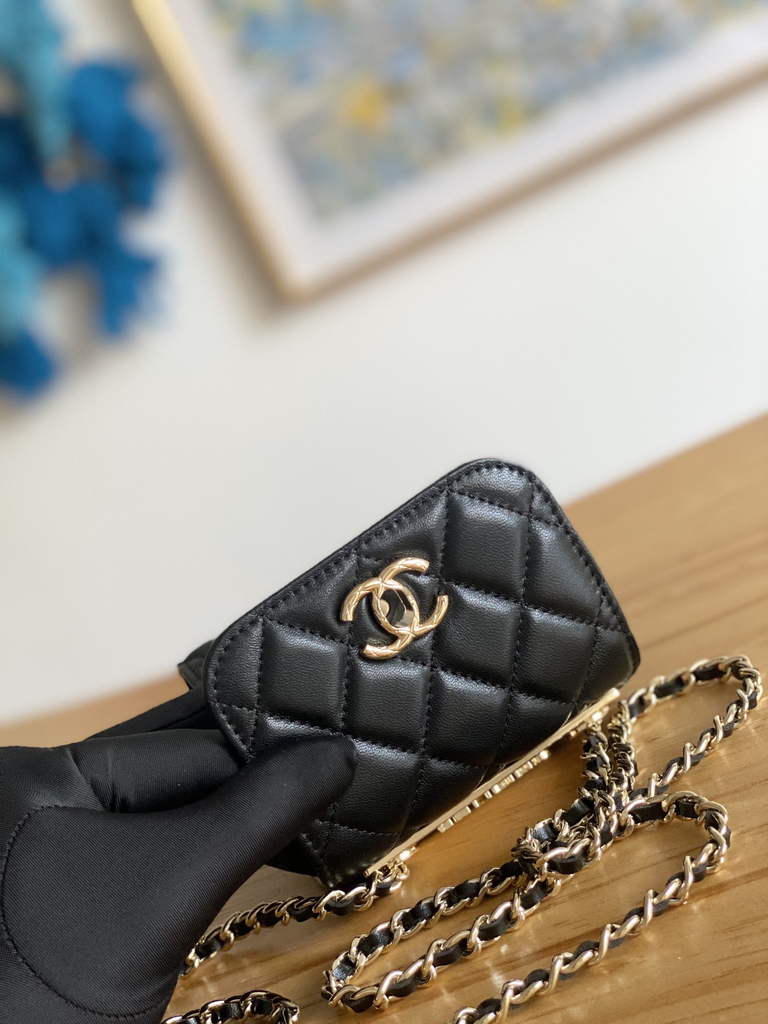 Chanel 88631 Mini Shoulder Bag Lambskin In Black