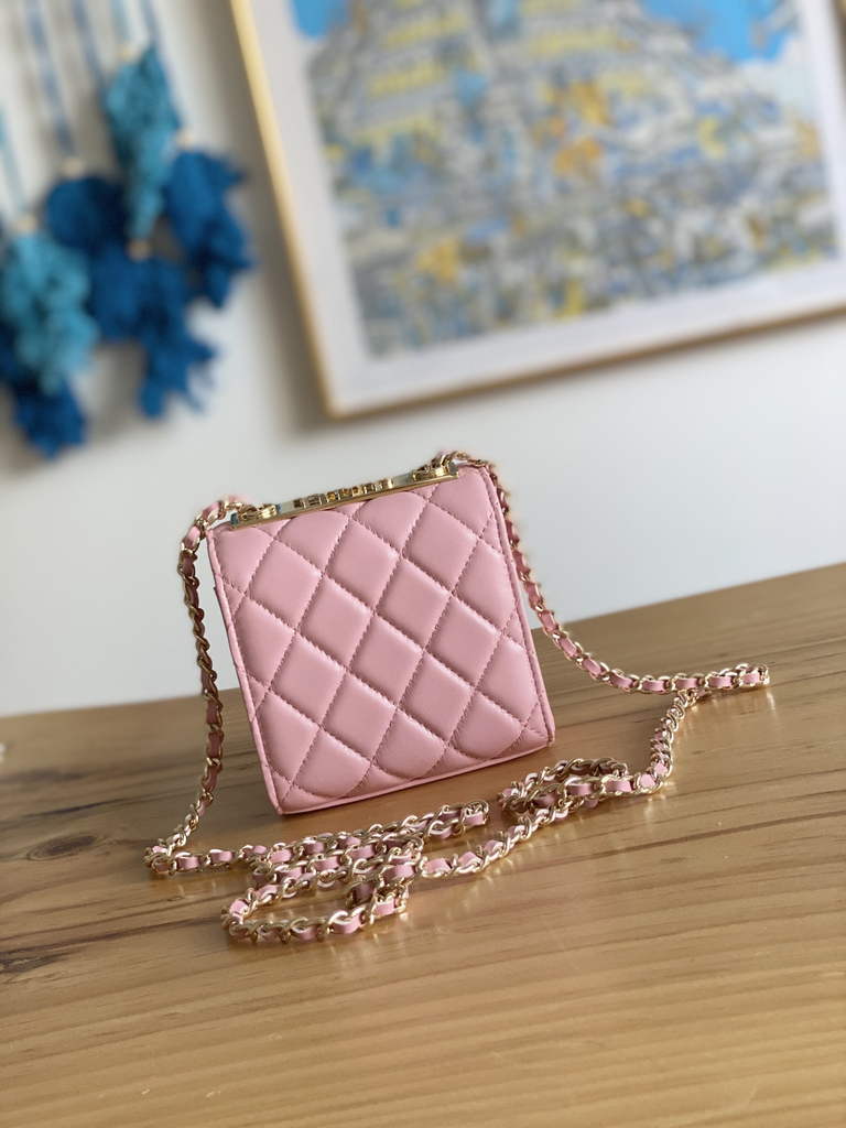 Chanel 88631 Mini Shoulder Bag Lambskin In Pink