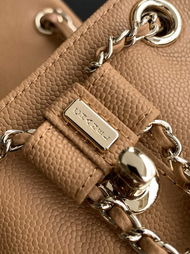 Chanel AS3787 Small backpack Grained shiny calfskin gold Brown
