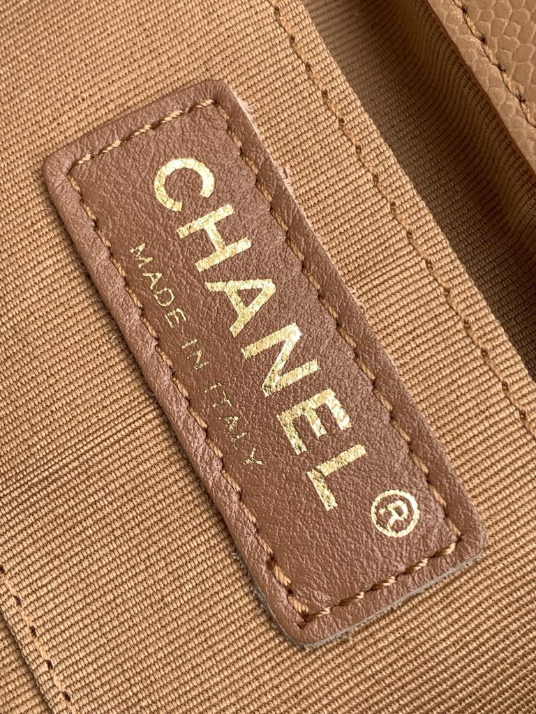 Chanel AS3787 Small backpack Grained shiny calfskin gold Brown