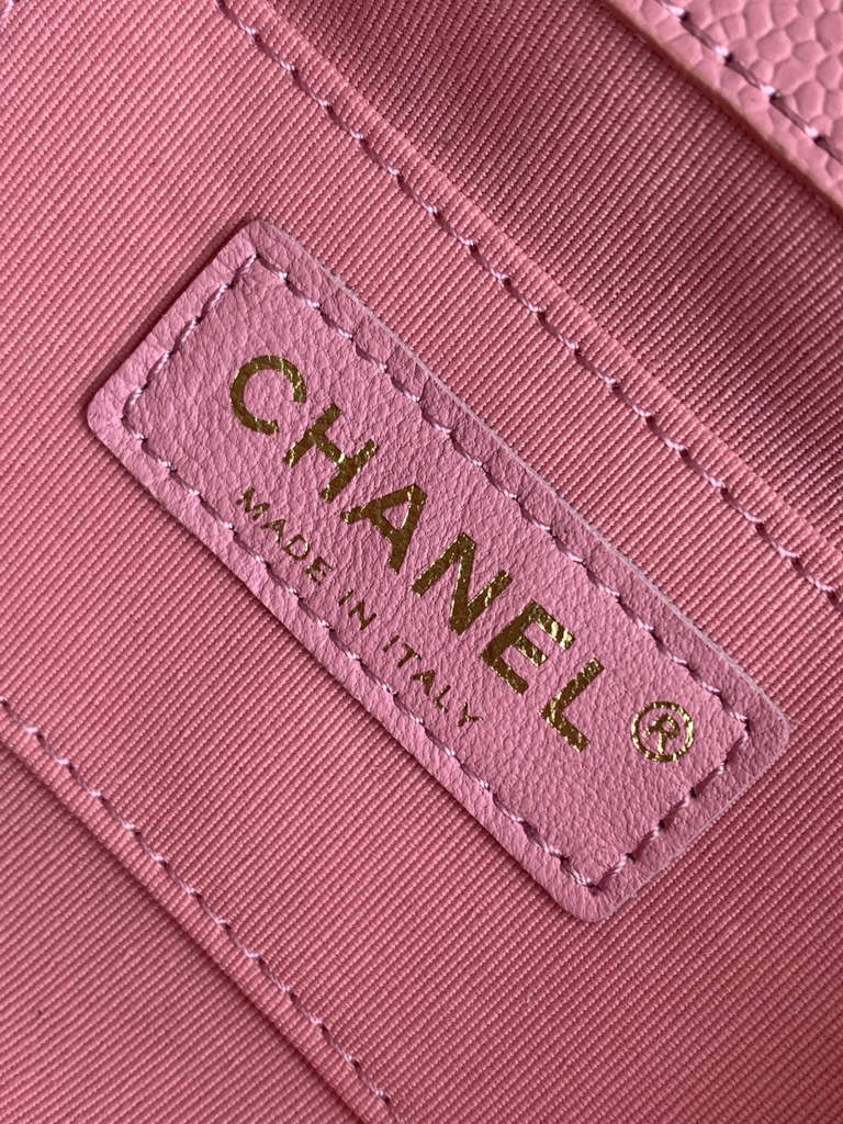 Chanel AS3787 Small backpack Grained shiny calfskin gold Pink