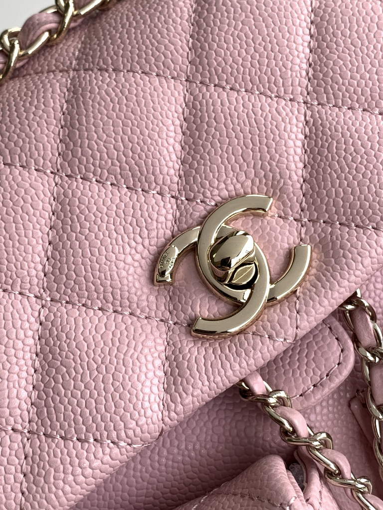 Chanel AS3787 Small backpack Grained shiny calfskin gold Light Pink